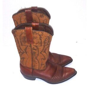 Cowboy Boots Double Brown Faux leather Sz 7 Unbranded Made in USA Western